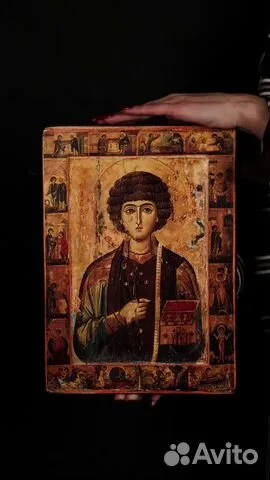 Икона "Святой Пантелеймон-целитель" дерево в подарок