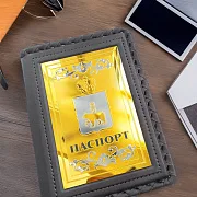 Обложка на паспорт из кожи «Герб Пермского края» — красивый подарок — фотография 1