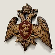 Герб Росгвардии, резной из бука — необычный подарок — фотография 3