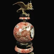 Настольные часы «Двуглавый орел» из змеевика и креноида — необычный подарок — фотография 2