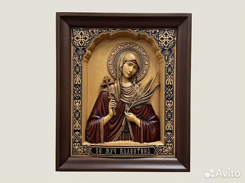Икона резная из дерева Святая Валентина — оригинальный подарок