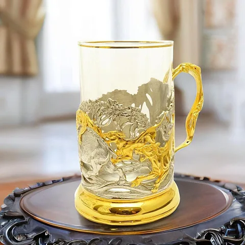 Латунный подстаканник «Охота на кабана» — необычный подарок