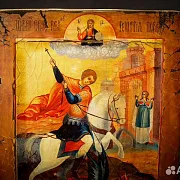 Икона "Георгий Победоносец поражает змия" — необычный подарок — фотография 6