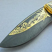 На память: Дамасский складной нож «Охотник с собакой» — фотография 2