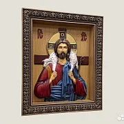 Спас Добрый Пастырь резная икона из дерева — оригинальный подарок — фотография 2