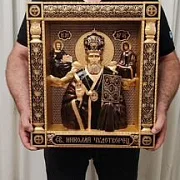 Резная Икона Николай Чудотворец — оригинальный подарок — фотография 4