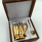 Латунный подстаканник «Узор» №3 со стаканом — красивый подарок — фотография 3