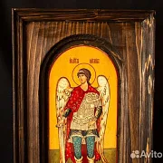 На память: Икона "Архангел Михаил" в деревянной раме — фотография 2